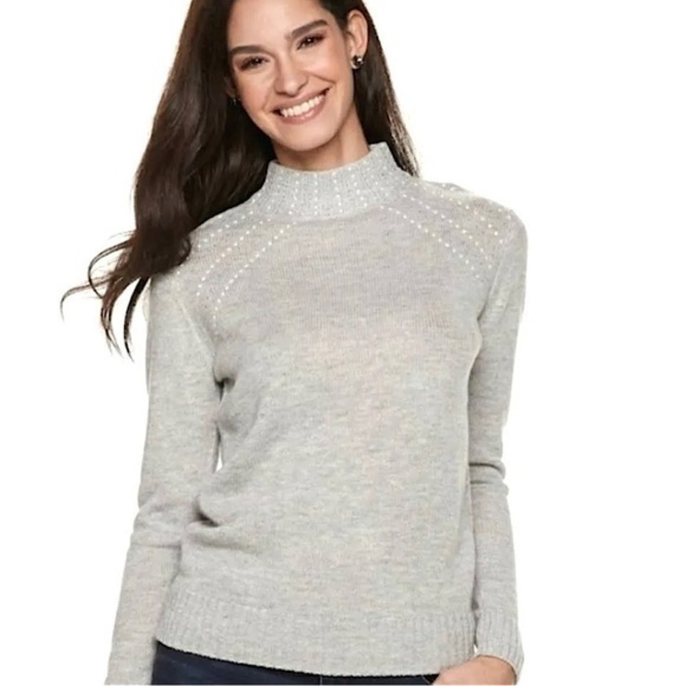 Juicy couture grey beaded neck sweater